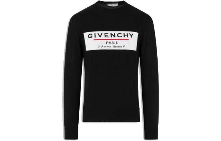 Order Givenchy Sweater Rajutan Wol Hitam dengan Logo BM90BT406B-973