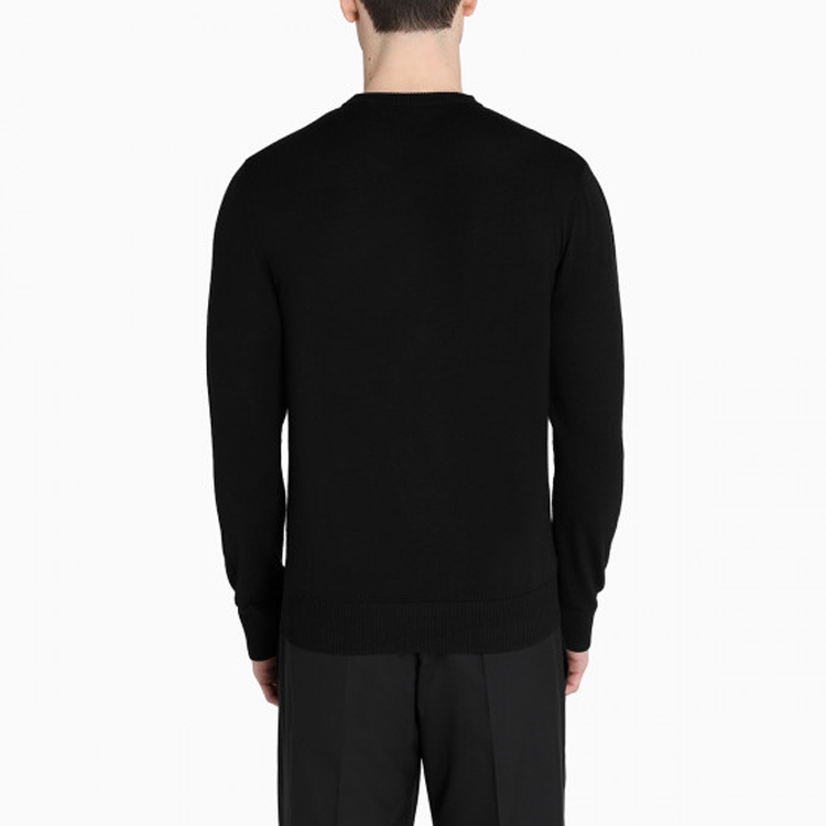 Purchase Givenchy Sweater Rajutan Wol Hitam dengan Logo BM90BT406B-973