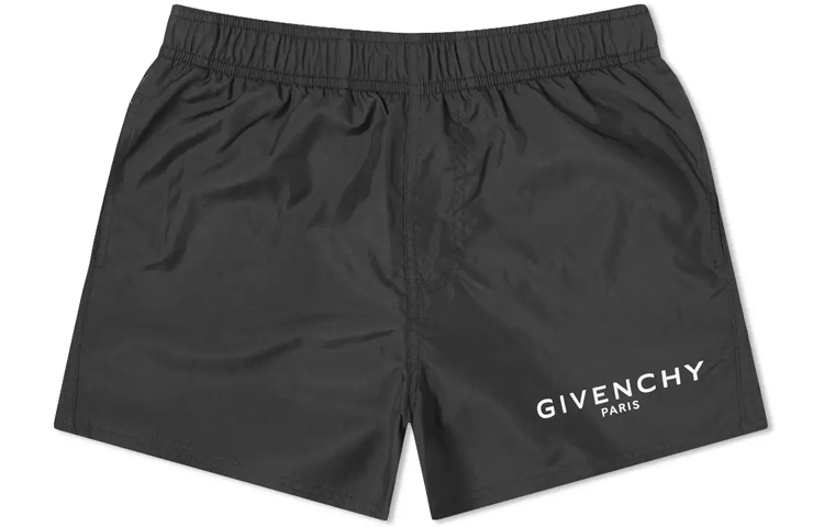 Order Givenchy Black Logo Print Mid-Rise Slim Casual Shorts BMA0061Y5N-001