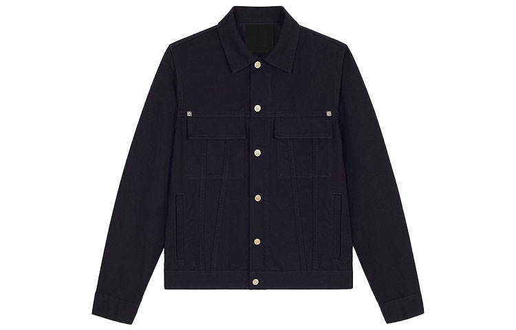 Order Chaqueta Negra Givenchy con Logo Tachonado, Manga Larga y Botones. BM00Q650KK-001