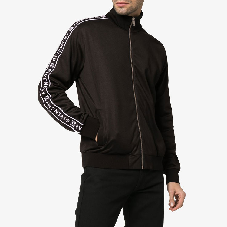 Shop 纪梵希黑色标志条纹拉链运动夹克 BM7006300B-001