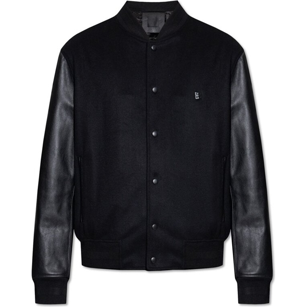 Givenchy Black Long-Sleeve Logo Patch Button-Up Jacket BM017Z6Y31-001