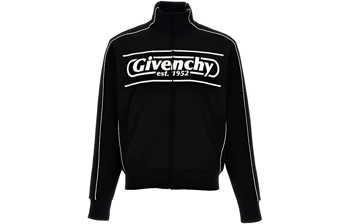 Givenchy Black Loose-Fit Sweatshirt with Zipper and Logo Print BMJ0LN3YFU-001