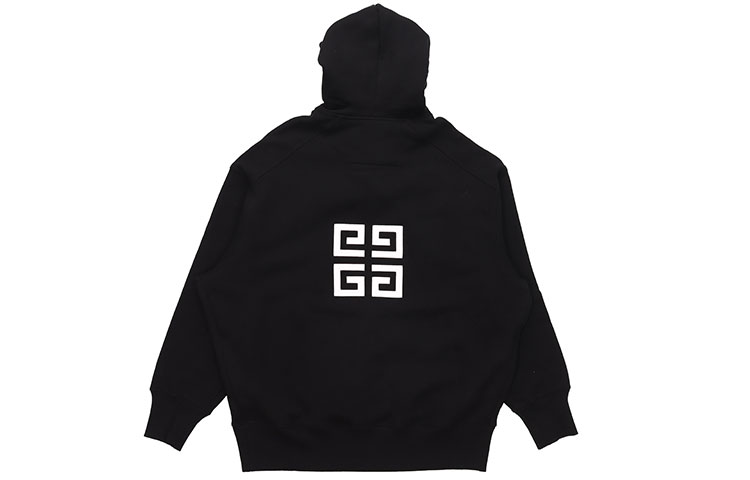 Lookbook GIVENCHY Hoodie Hitam Longgar dengan Rekaan Logo Huruf. BMJ0C93Y69-001