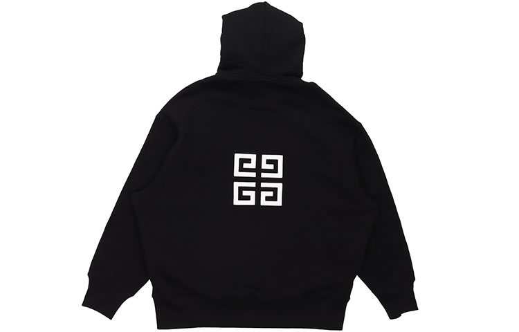 Shop GIVENCHY Hoodie Hitam Longgar dengan Rekaan Logo Huruf. BMJ0C93Y69-001