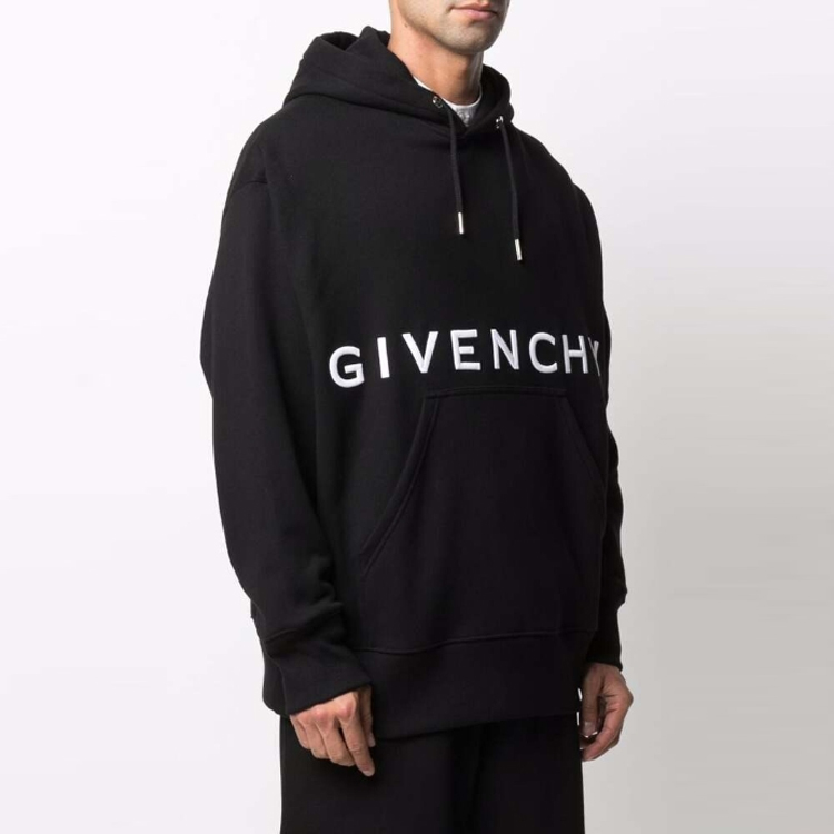 Sizing GIVENCHY Hoodie Hitam Longgar dengan Rekaan Logo Huruf. BMJ0C93Y69-001