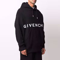 Sizing GIVENCHY Black Loose Fit Hoodie with Letter Logo Design. BMJ0C93Y69-001