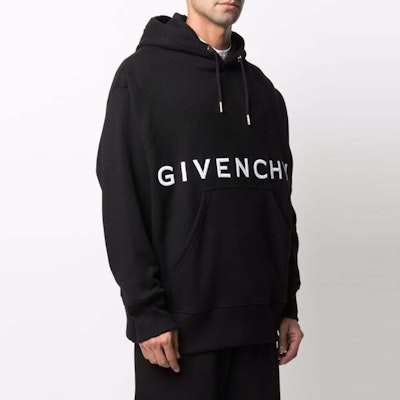 GIVENCHY Hoodie Hitam Longgar dengan Rekaan Logo Huruf. BMJ0C93Y69-001 Sizing GIVENCHY Hoodie Hitam Longgar dengan Rekaan Logo Huruf. BMJ0C93Y69-001