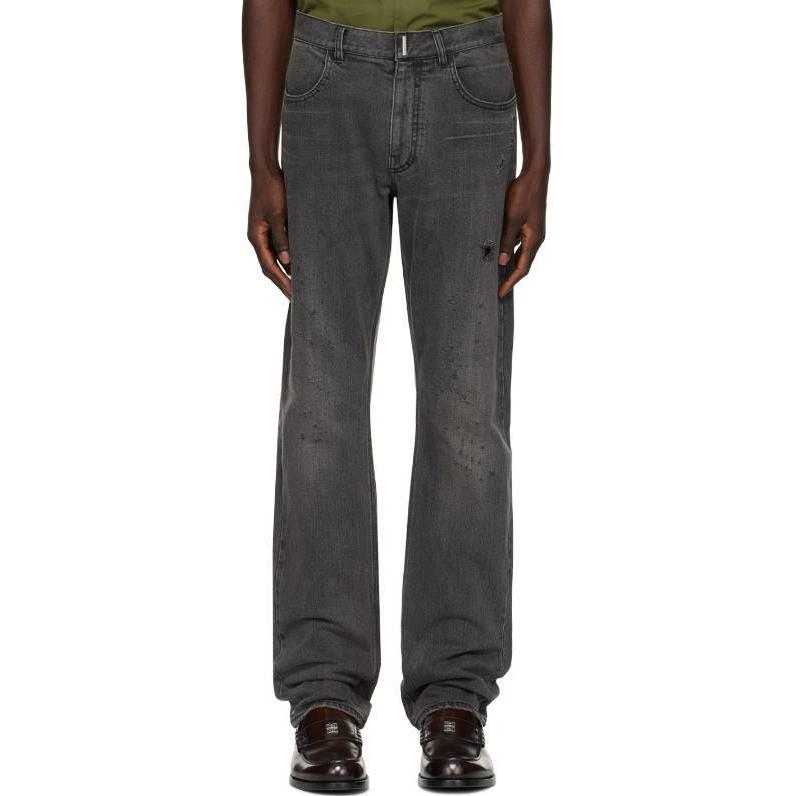Givenchy Black Mid-Rise Straight-Leg Loose Zipper Jeans for Men. BM50UY5YAG-001 圖 4