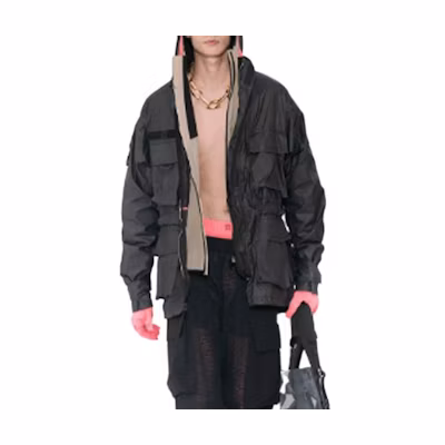Givenchy Black Multi-Pocket Crinkled Hooded Jacket GM2022111714