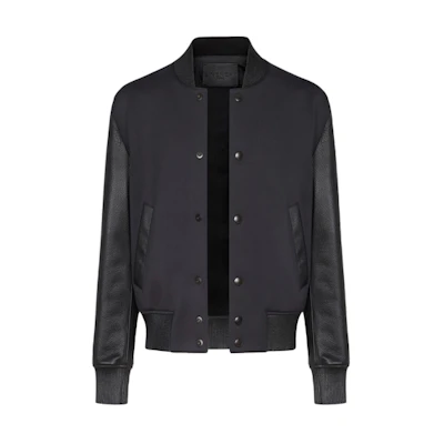 Givenchy Black Neoprene Leather Aviator Jacket BM00K960TF-001