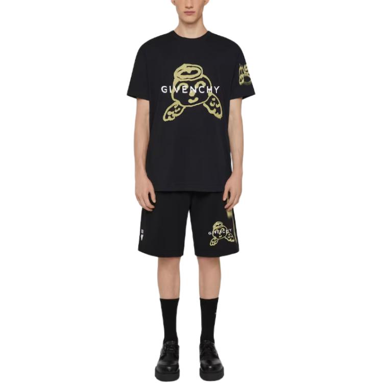 Lookbook Givenchy Baju-T Cotton Hitam Oversized Cetakan Angel Lelaki. BM716N3YH6-001