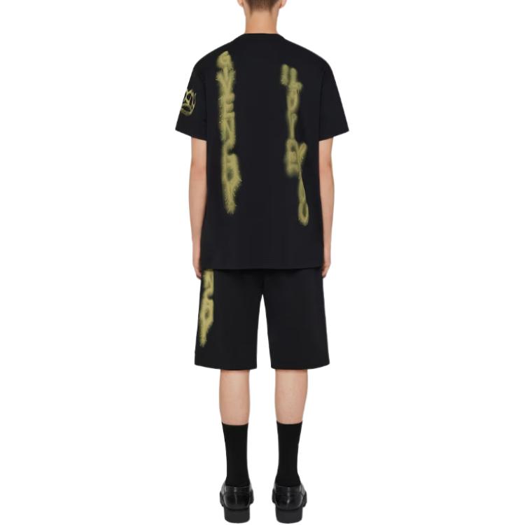 Shop Givenchy Baju-T Cotton Hitam Oversized Cetakan Angel Lelaki. BM716N3YH6-001