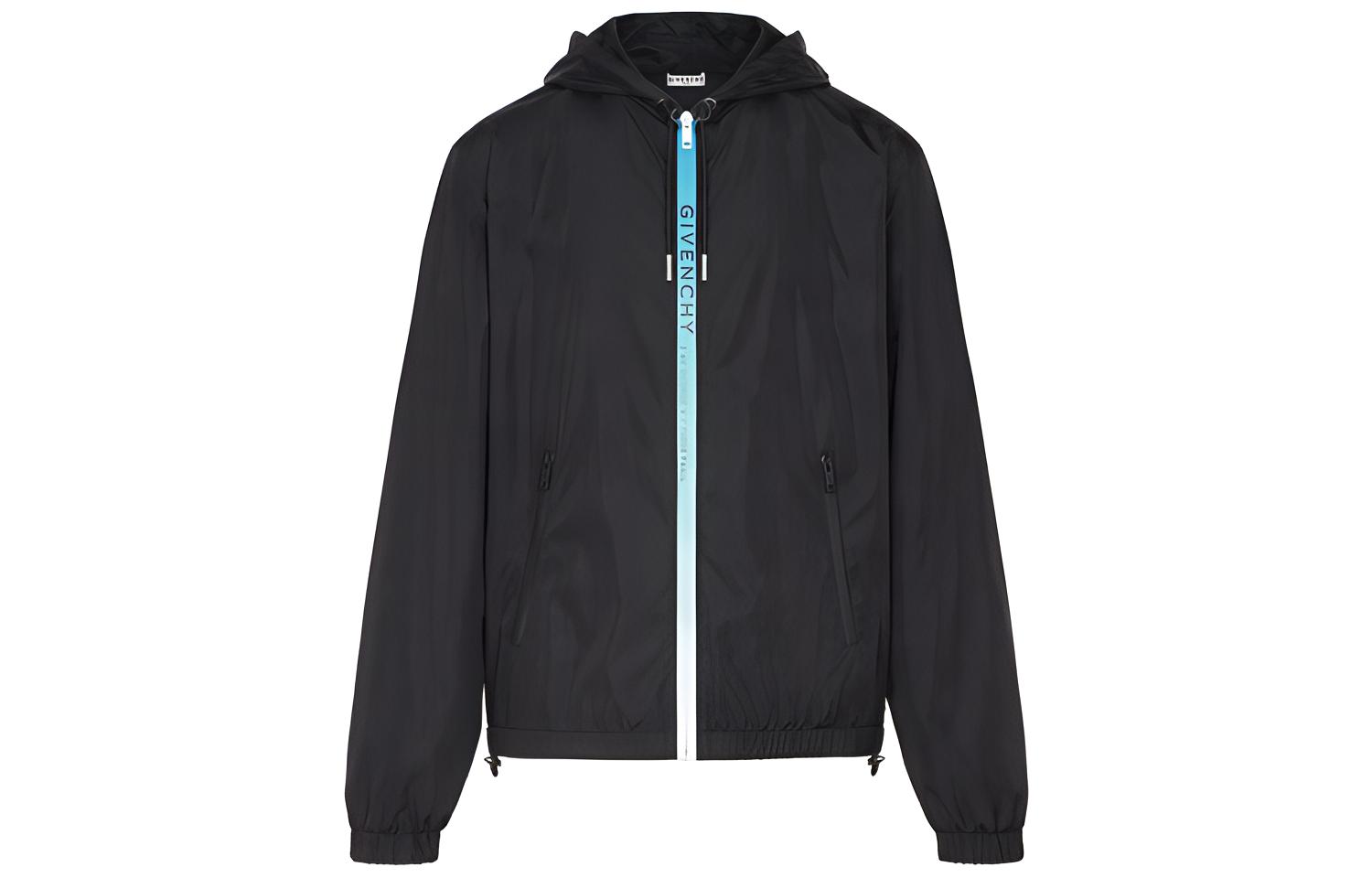 Givenchy Black Printed Nylon Solid Hooded Jacket BM00EZ133T-983