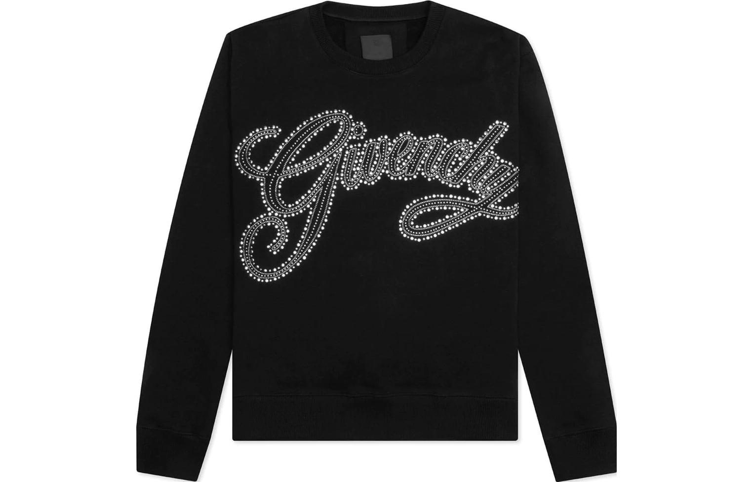 Givenchy Black Pullover Hoodie with Letter Print BMJ0HB3YEU-001