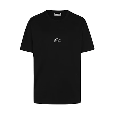 GIVENCHY Black Reflective Letter Embroidered Casual T-Shirt BM710S3002-001