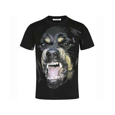 GIVENCHY Black Rottweiler Dog Print Fitted Cotton Tee BM705K3Y1P-001