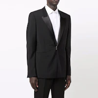 Sizing Givenchy 黑色緞面印花西裝外套,附翻領及長袖 BM30B1100H-001