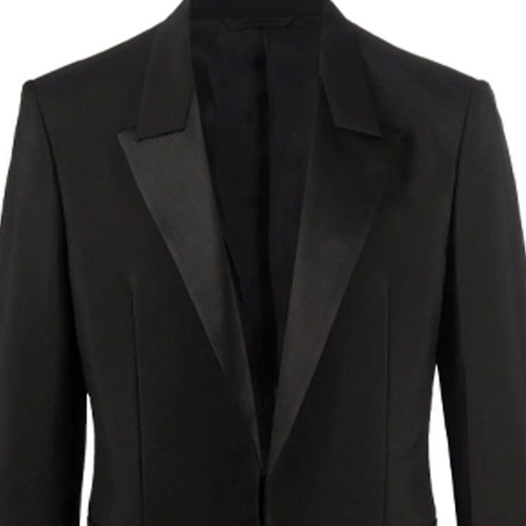 Cheap 지방시 블랙 새틴 로고 프린트 블레이저, 노치드 라펠, 롱 슬리브 BM30B1100H-001