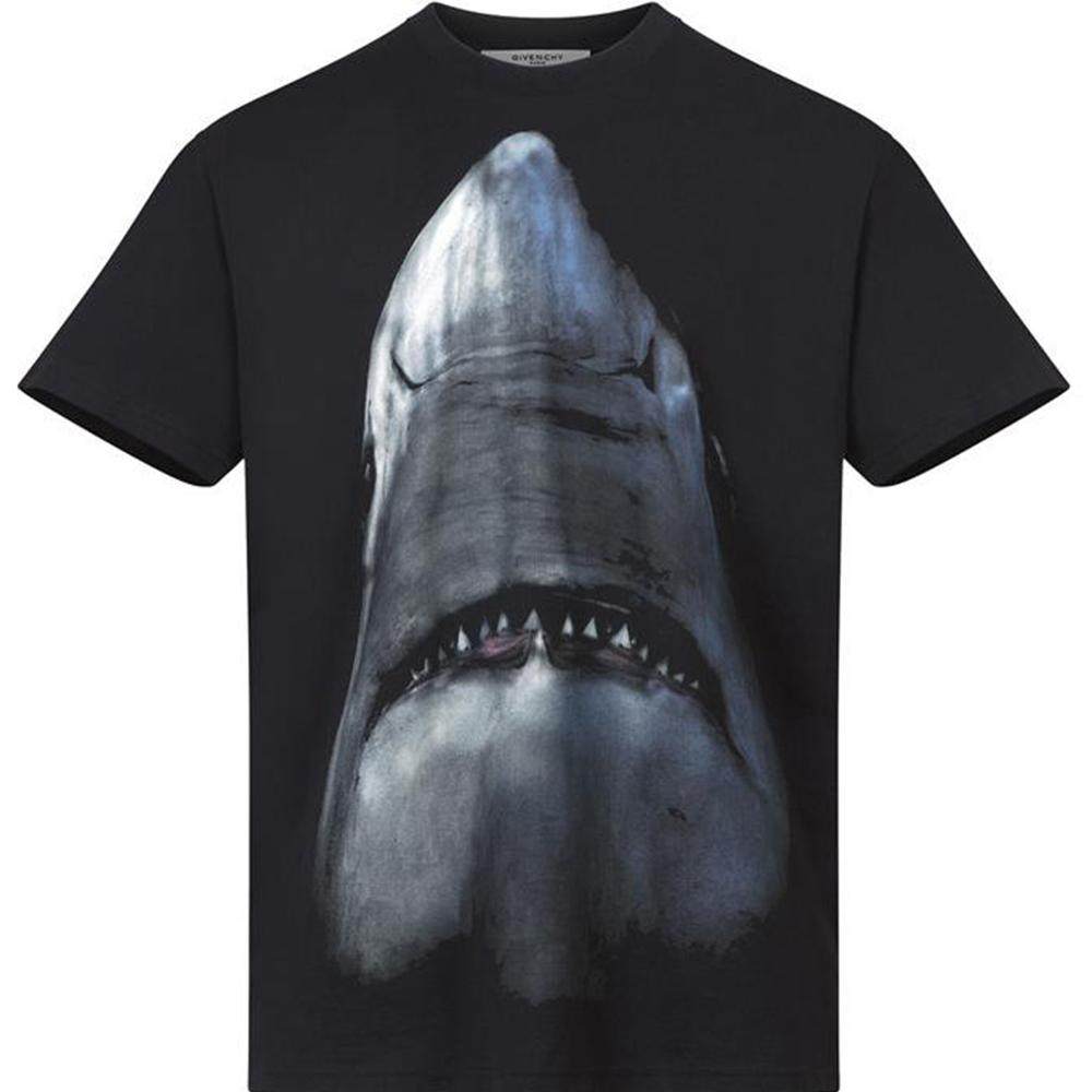 Givenchy Black Shark Print Slim Fit Crew Neck T-Shirt BM70483Y0H-001