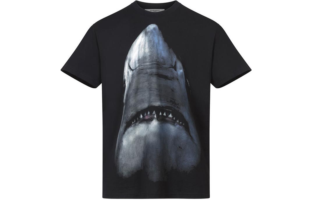 Order ジバンシー ブラック シャーク プリント スリムフィット クルーネック Tシャツ BM70483Y0H-001