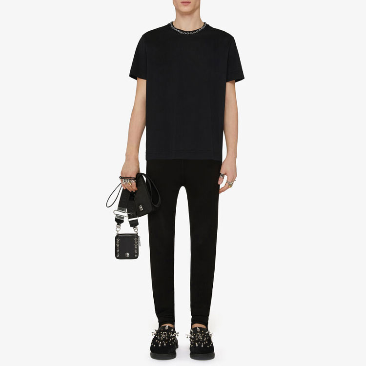 GIVENCHY Black Short Sleeve T-Shirt with Metal Chain Detail. BM71453Y6B-001 圖 4