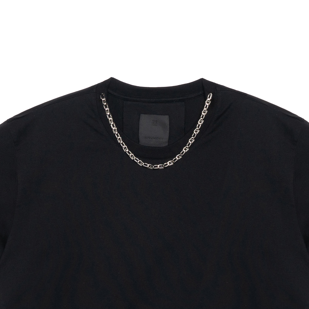 GIVENCHY Black Short Sleeve T-Shirt with Metal Chain Detail. BM71453Y6B-001 圖 7