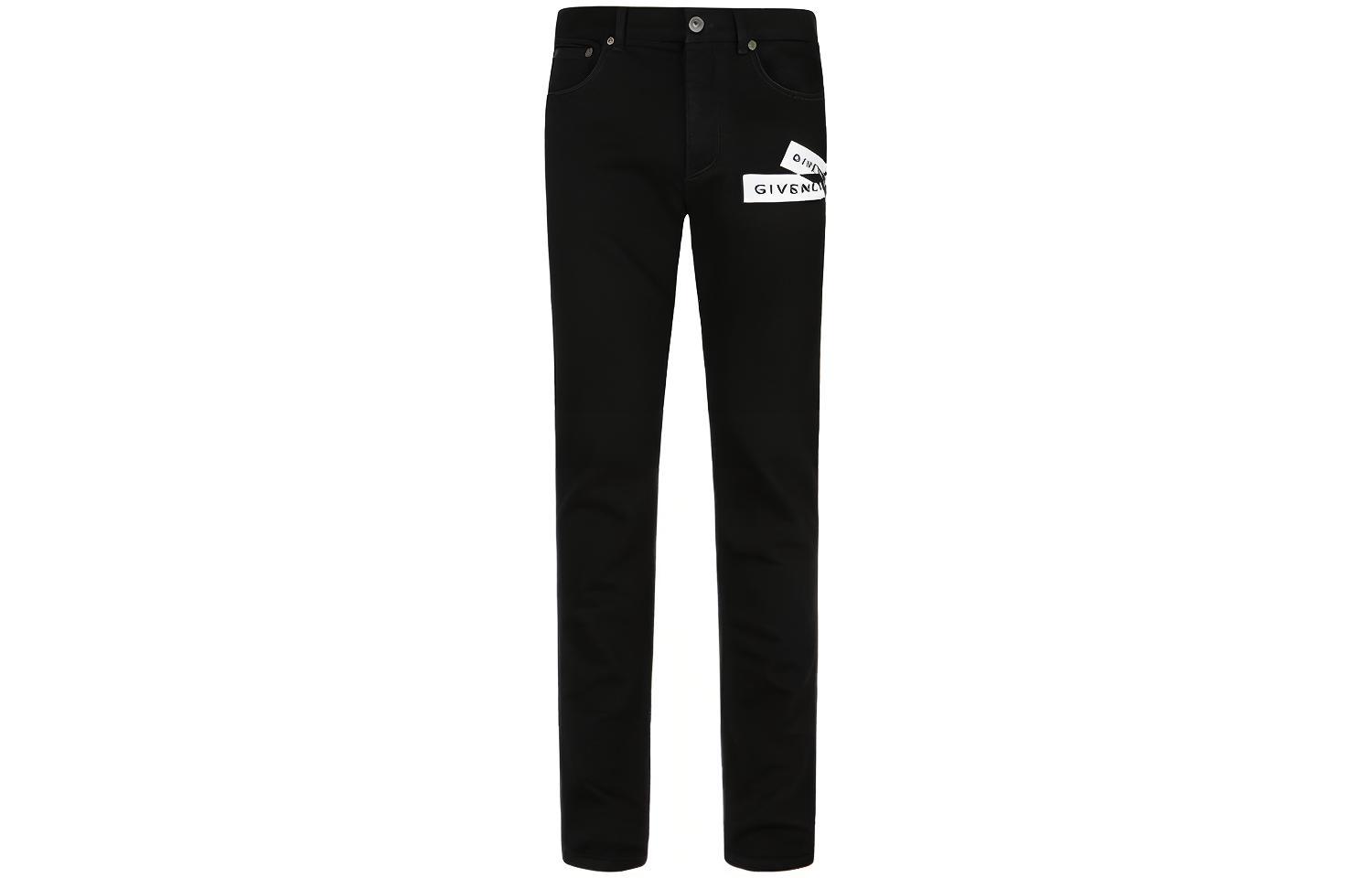 GIVENCHY Black Slim Fit Straight-Leg Jeans with Logo Print. BM50QS5015-001