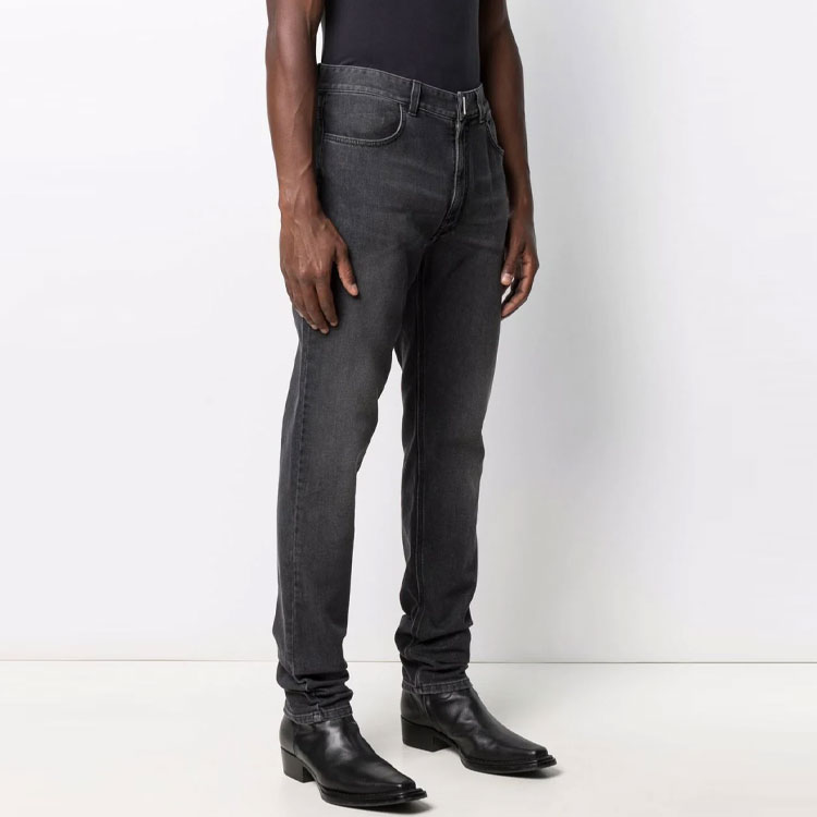 Shop GIVENCHY Jeans Hitam Slim Fit Mid-Waist Straight-Leg BM50ST50BJ-001
