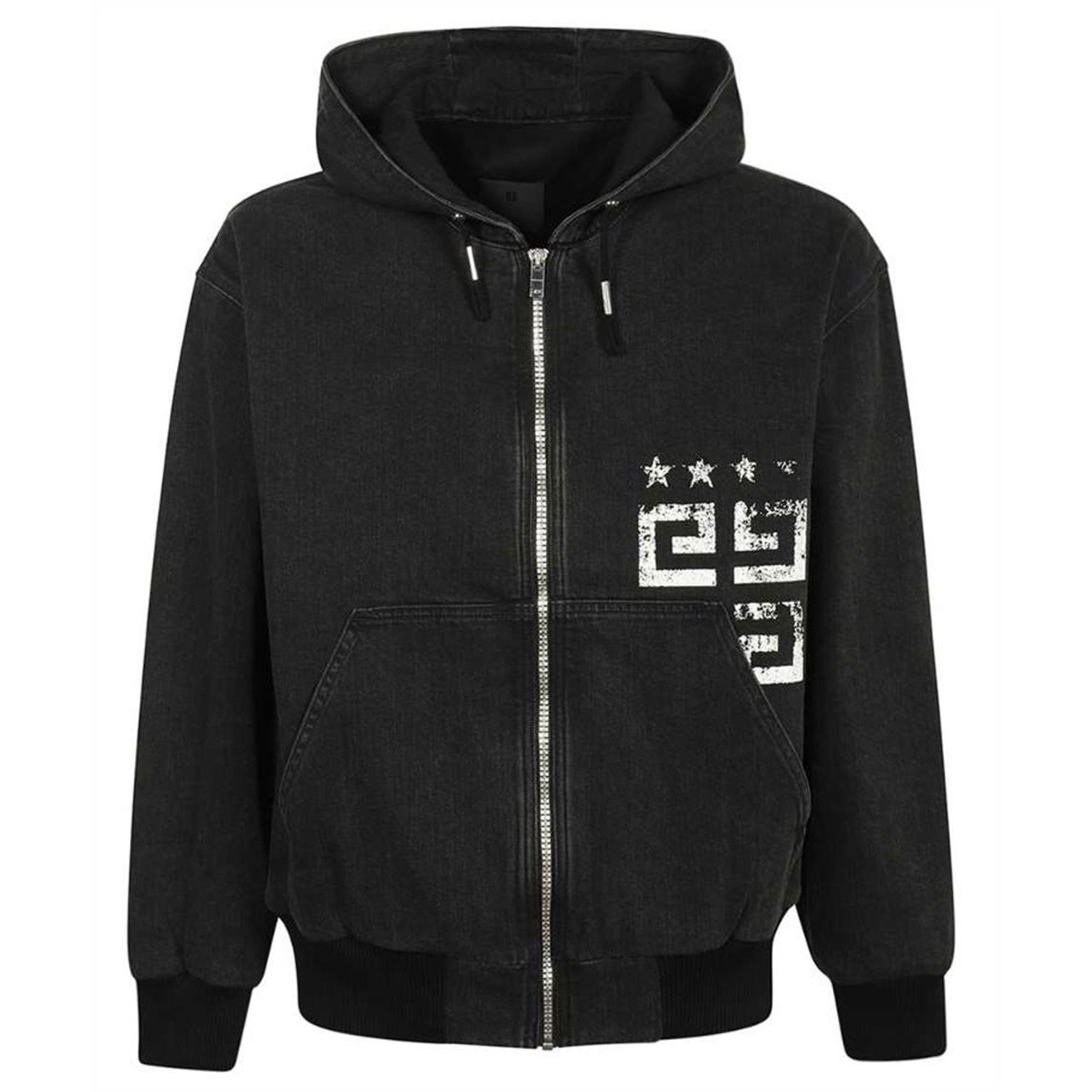 Givenchy Black Slim Fit Zip-Up Hoodie Jacket with Logo Design BM017F5YAA-001