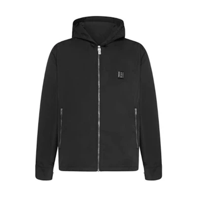 Givenchy Black Solid Color Hooded Jacket Long Sleeve BM00RP13YT-001