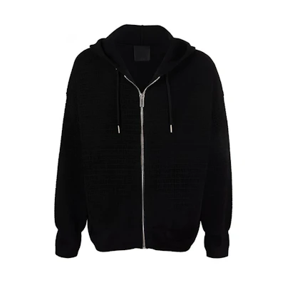 Givenchy Black Solid Color Logo Print Zip-Up Jacket Sweater BM00RL4Y8A-001