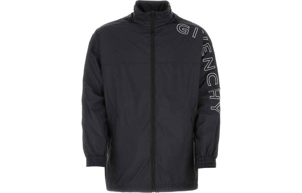 Givenchy Black Solid Color Zip-Up High Collar Jacket BM011R14DG-001