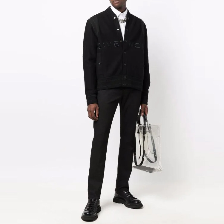 Lookbook ジバンシィ ブラック ロゴプリント ボンバージャケット BM00R6-4Y82