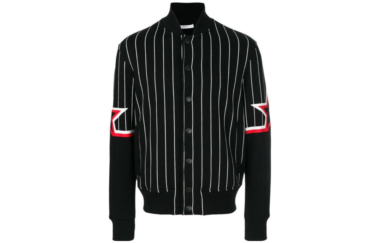 Givenchy Black Striped Star Print Long Sleeve Jacket BM000H3Y07-001
