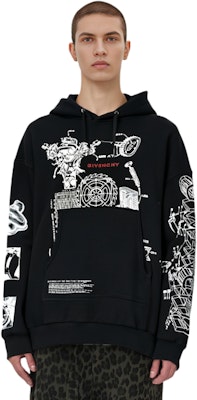 ジバンシィ ブラック テックプリント ロゴ フーディー BMJ09L305B-001 Details for ジバンシィ ブラック テックプリント ロゴ フーディー BMJ09L305B-001