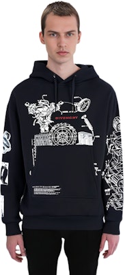 ジバンシィ ブラック テックプリント ロゴ フーディー BMJ09L305B-001 Sizing ジバンシィ ブラック テックプリント ロゴ フーディー BMJ09L305B-001