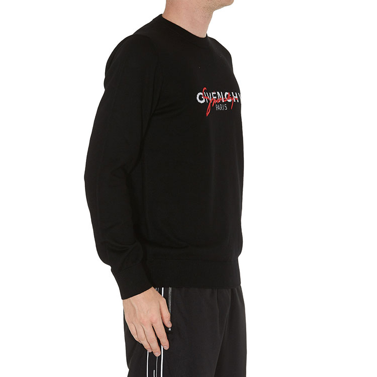 Sizing GIVENCHY Sweater Rajut Crewneck Wol Hitam. BM90B1404X-009