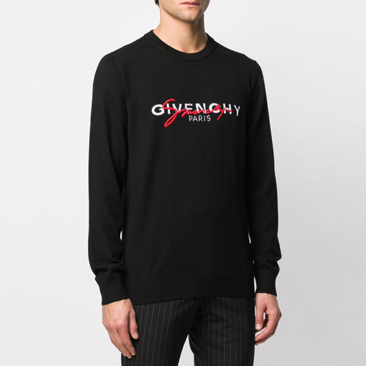 Cheap GIVENCHY Sweater Rajut Crewneck Wol Hitam. BM90B1404X-009