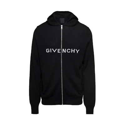 Givenchy Black Zip-Up Sweatshirt with Letter Print BM90N84YER-001