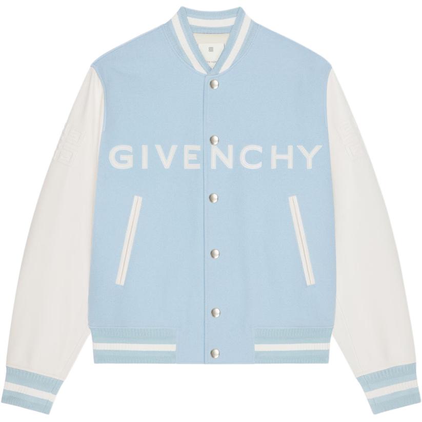 Givenchy Blue Colorblock Letter Print Button-Up Jacket BM011S6Y16-194
