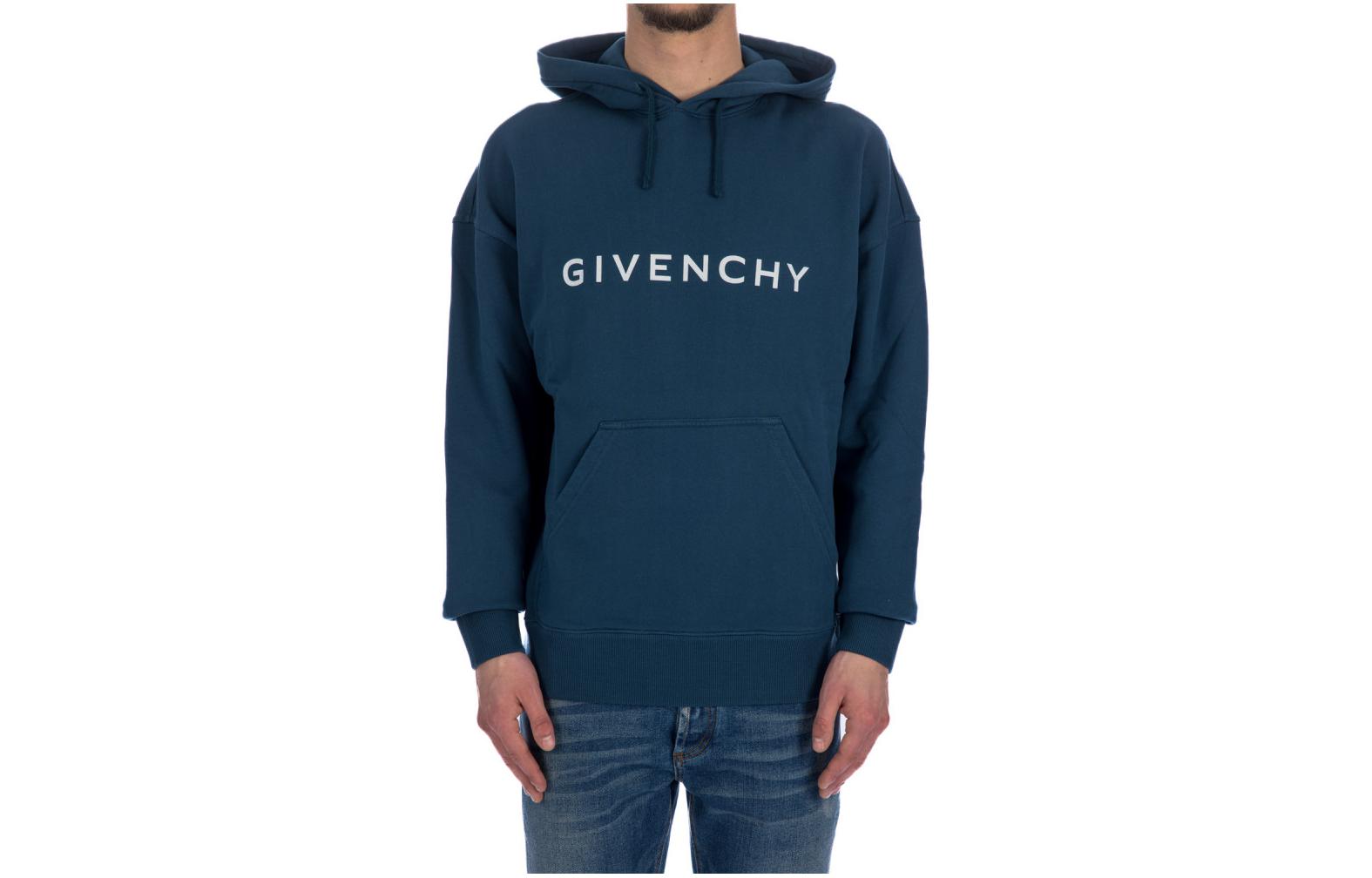 Givenchy Blue Crewneck Sweatshirt with Letter Print BMJ0HC3YAC404