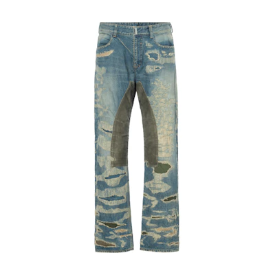 GIVENCHY Blue Distressed Zipper Casual Denim Jeans BM50VH5Y1B-420