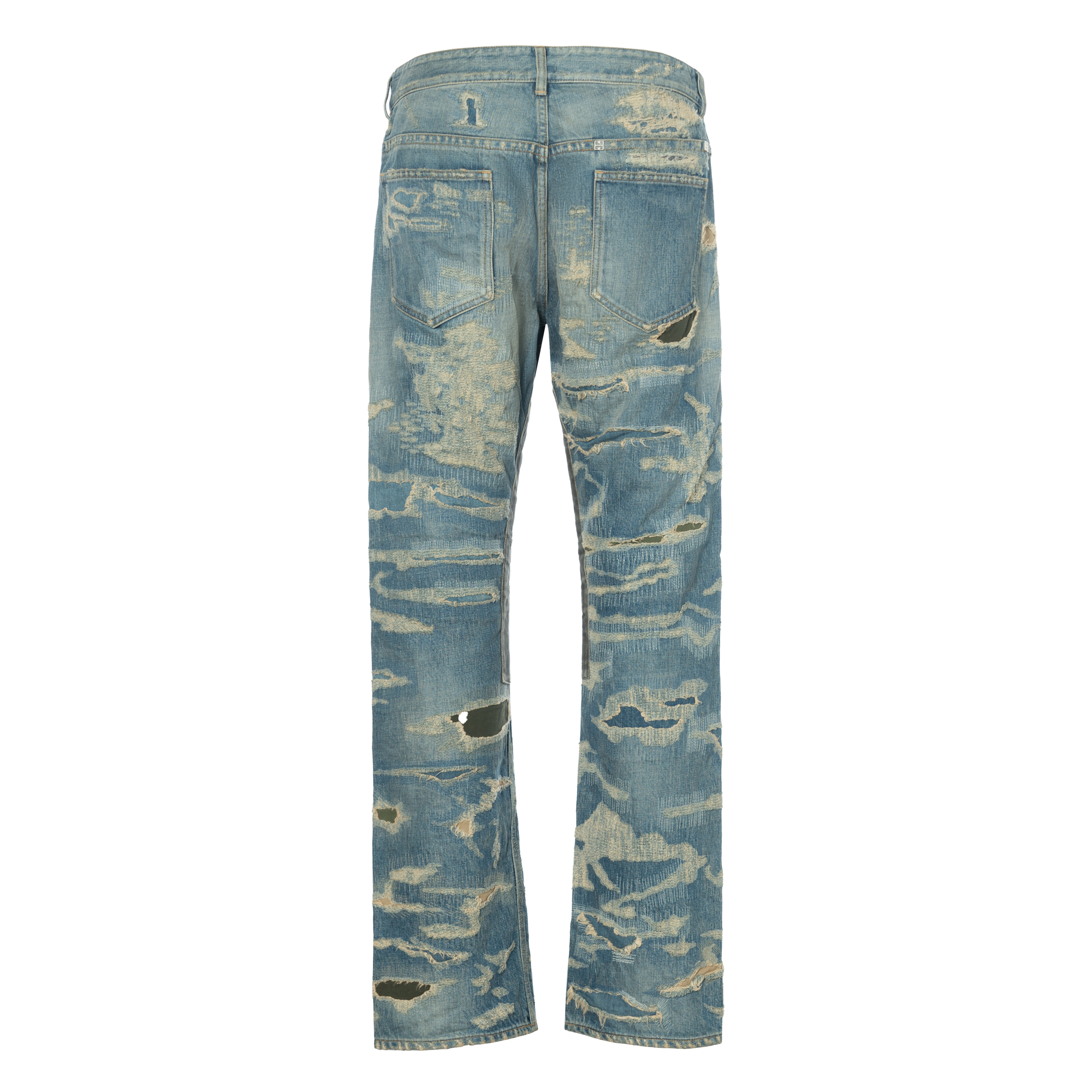 Lookbook GIVENCHY Jeans Denim Kasual Biru Distressed dengan Ritsleting BM50VH5Y1B-420