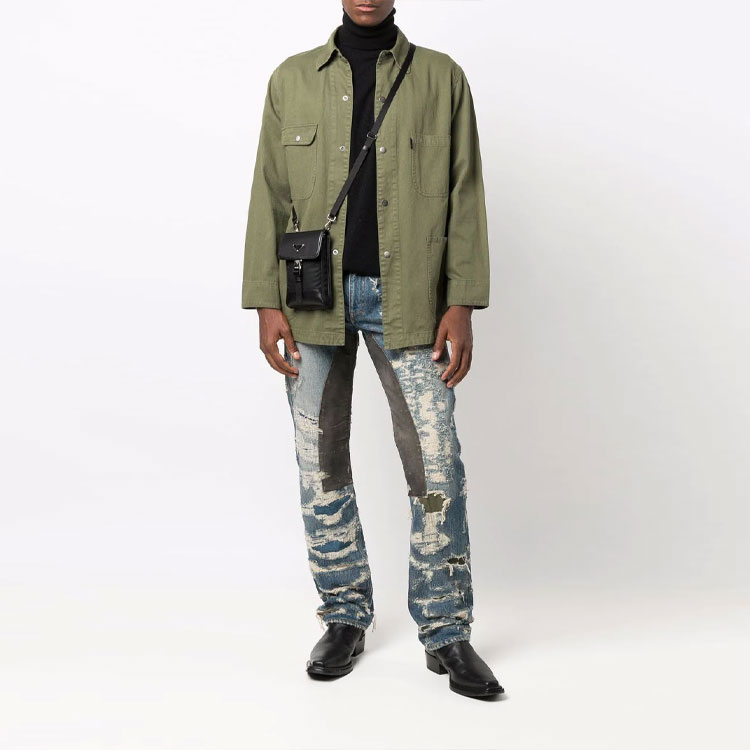 Purchase GIVENCHY Jeans Denim Kasual Biru Distressed dengan Ritsleting BM50VH5Y1B-420