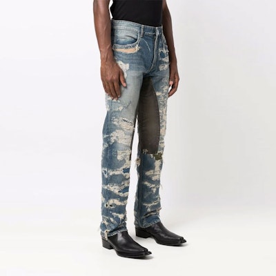 GIVENCHY Jeans Denim Kasual Biru Distressed dengan Ritsleting BM50VH5Y1B-420 Cheap GIVENCHY Jeans Denim Kasual Biru Distressed dengan Ritsleting BM50VH5Y1B-420