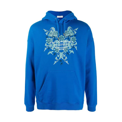 Givenchy Blue Floral Letter Print Hoodie for Men BMJ07E30AF-426