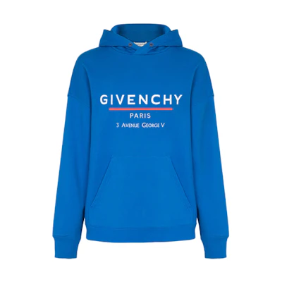 Givenchy Blue Hoodie with Letter Logo Print Long Sleeves BMJ05430AF-426