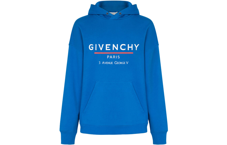Order Givenchy Blue Hoodie with Letter Logo Print Long Sleeves BMJ05430AF-426