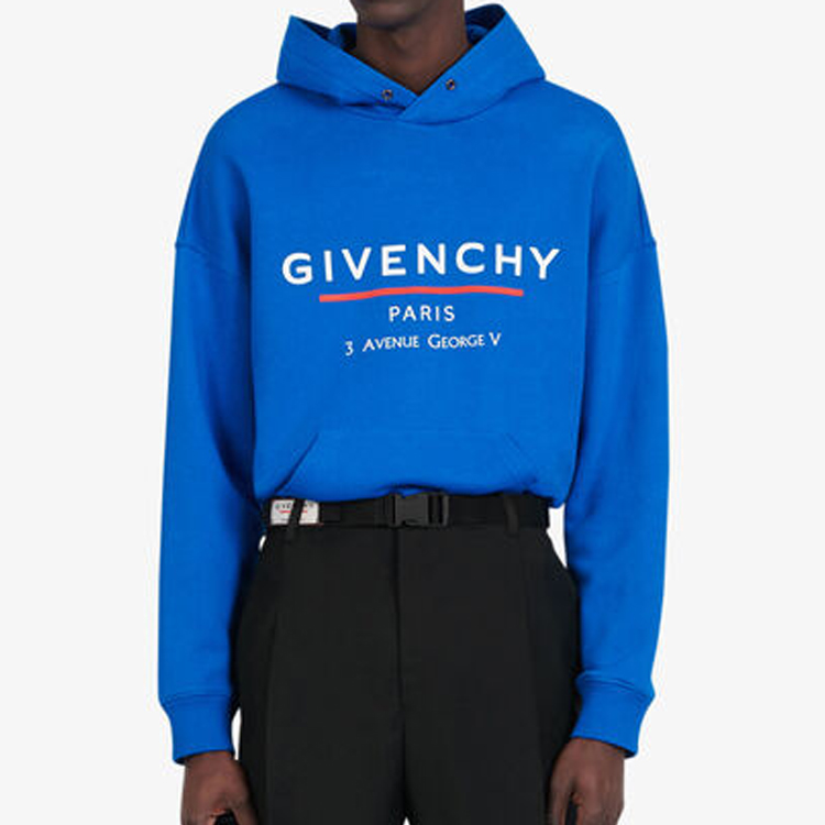 Purchase Givenchy Blue Hoodie with Letter Logo Print Long Sleeves BMJ05430AF-426
